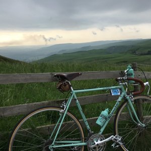 Bianchi Rekord at the top of Mam Nick - Eroica 100 2016