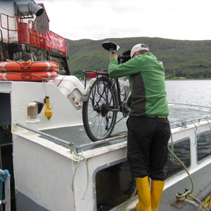 Fort William to Camusnagaul ferry - loading the bike