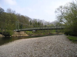 West Yorkshire Scenes. Ilkley. Wharf. Suspension Footbridge.JPG