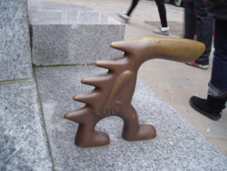 Leeds. Lands Lane. Bench Arm-Rests. 1.JPG