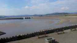 Arnside Railway Causeway and hills beyond.jpg