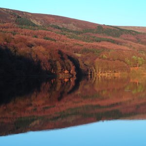 Mirror-like reflections on Valehouse Reservoir