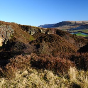 Tintwistle quarry looking towards Bramah Edge