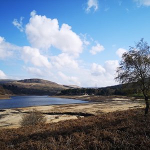 Low water levels at Torside reservoir