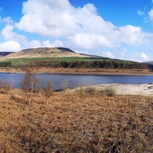 Low water levels at Torside Reservoir