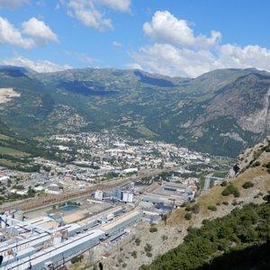 Saint-Jean-de-Maurienne viewed from.partway up Mont-Denis climb