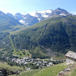 Bonneval-sur-Arc seen from early part of climb to Col de l'Iseran