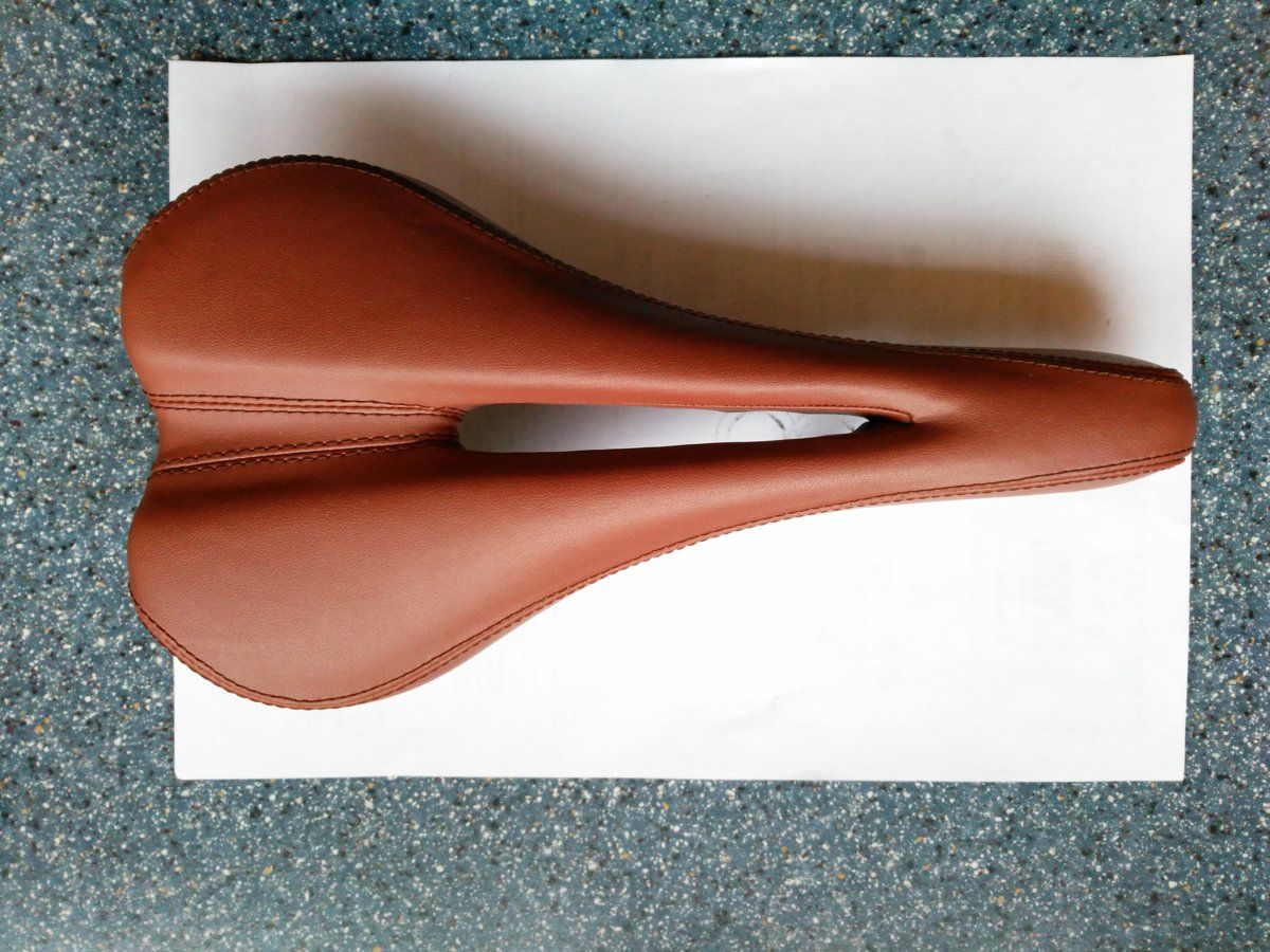 Brown leather saddle.