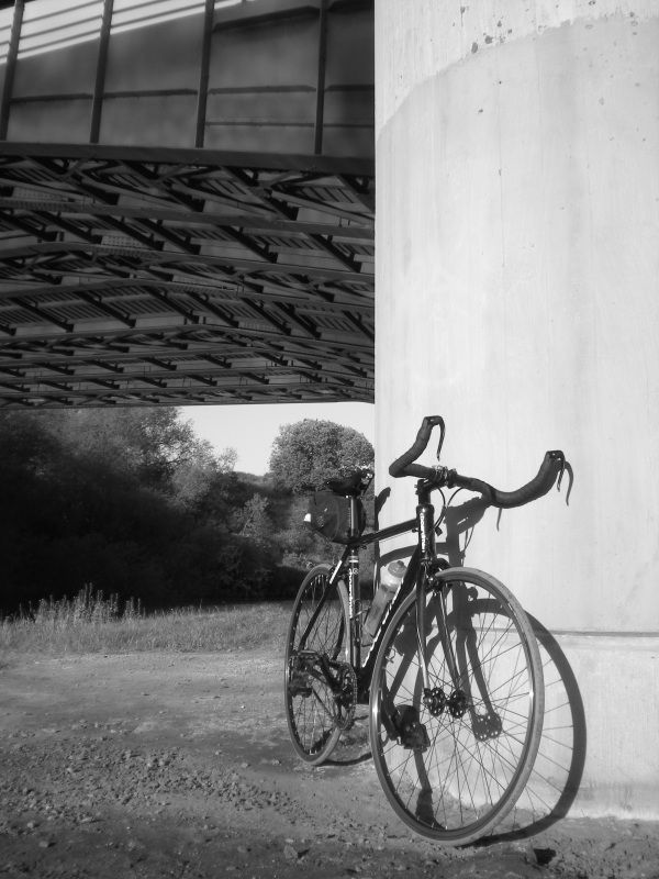 Fixie under the Thelwall M.6 viaduct