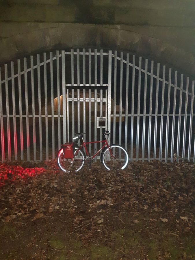 Gates under a bridge