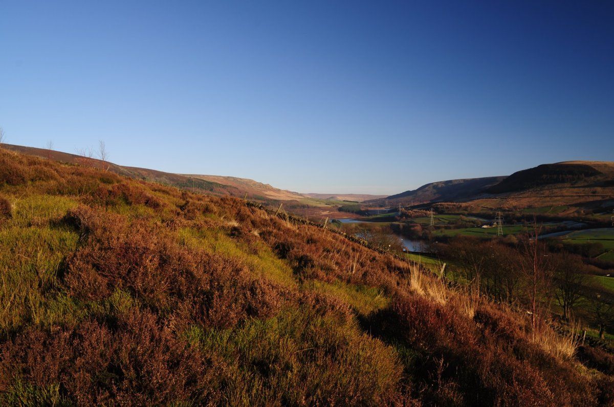 Longdendale Valley near Tintwistle quarry looking towards Woodhead