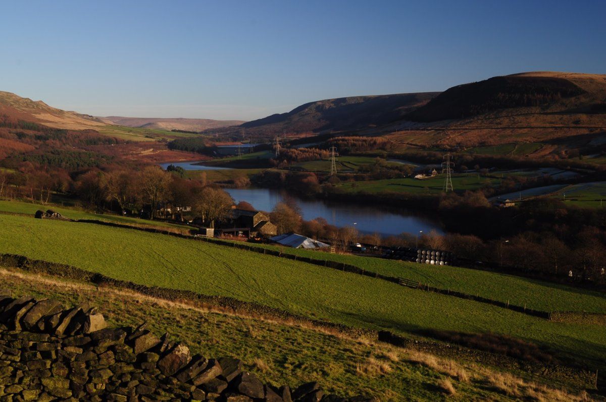 Longdendale Valley near Tintwistle quarry looking towards Woodhead