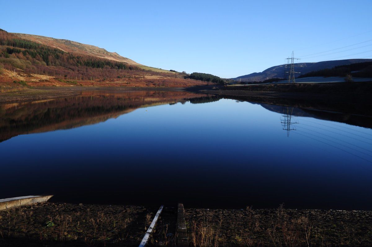 Looking up the valley from Rhodeswood Reservoir dam