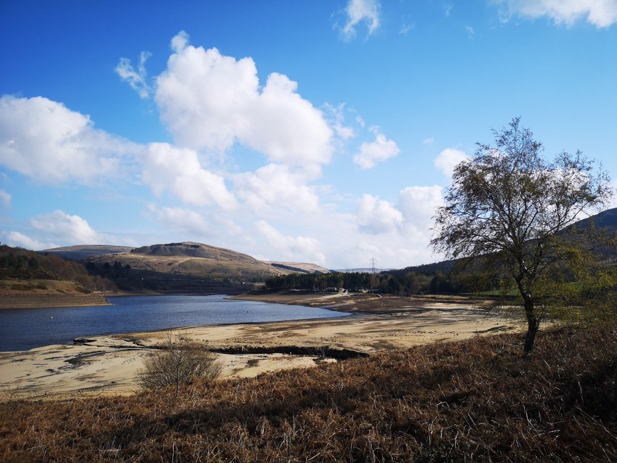Low water levels at Torside reservoir