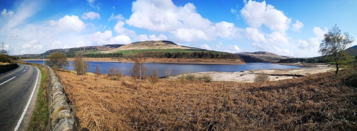 Low water levels at Torside Reservoir