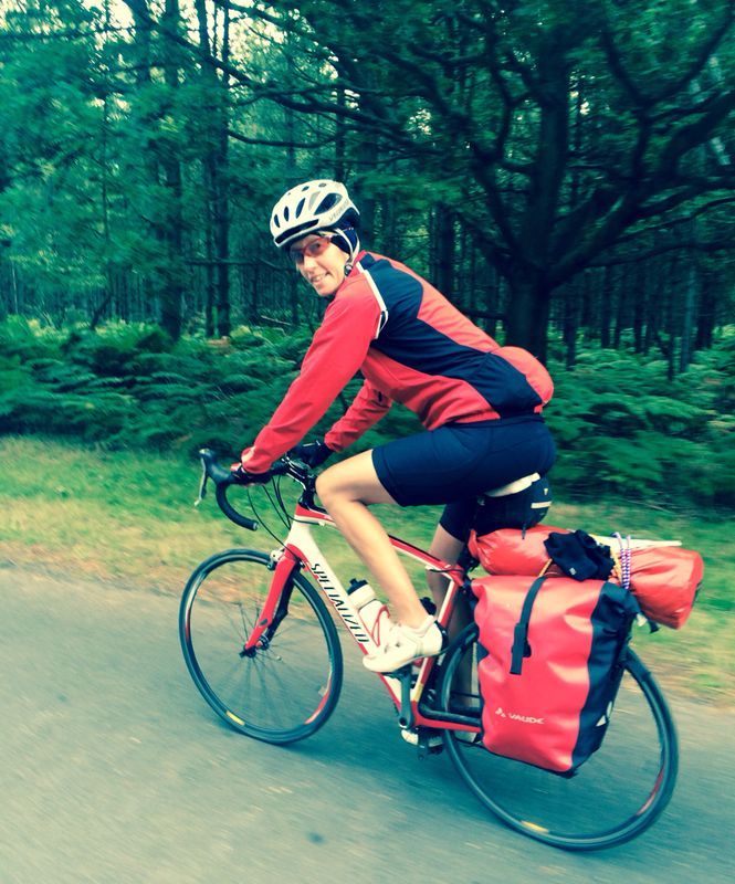 Road bike with panniers