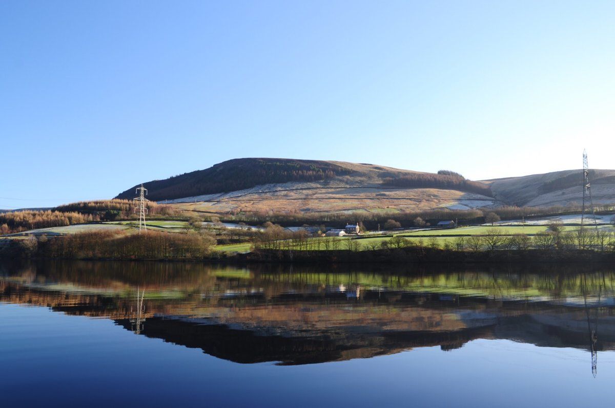 View across Valehouse Reservoir to Bramah Edge